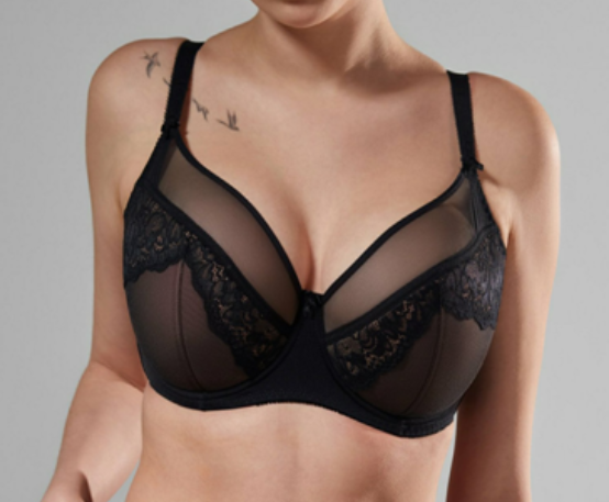 Бюстгальтер без push-up чорно-бежевий 85 Е - вигляд спереду