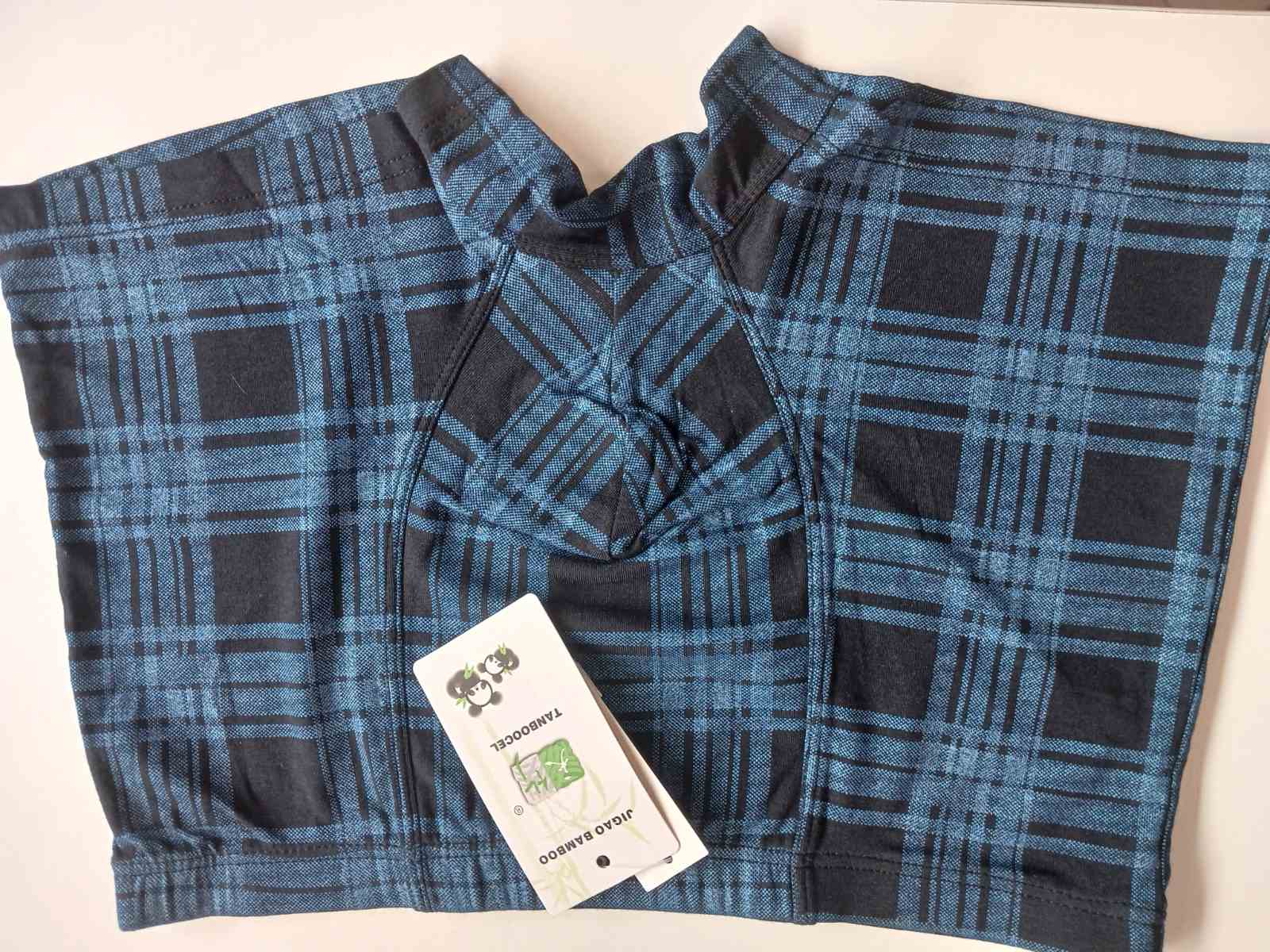 Чоловічі боксери бамбук, сині з чорним - вигляд спереду