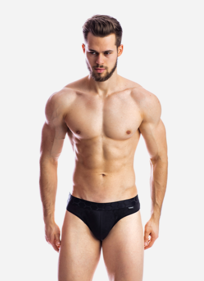 Труси чоловічі плавки (сліпи), бавовна, чорні - вигляд спереду