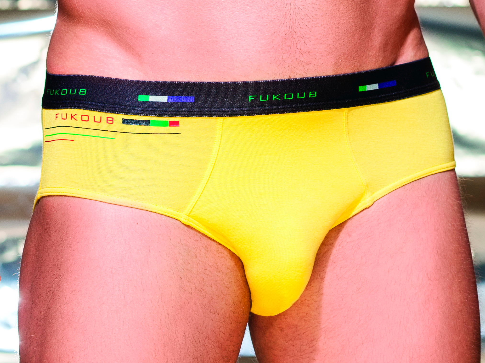 Труси чоловічі плавки (сліпи) модал, жовті - вигляд спереду