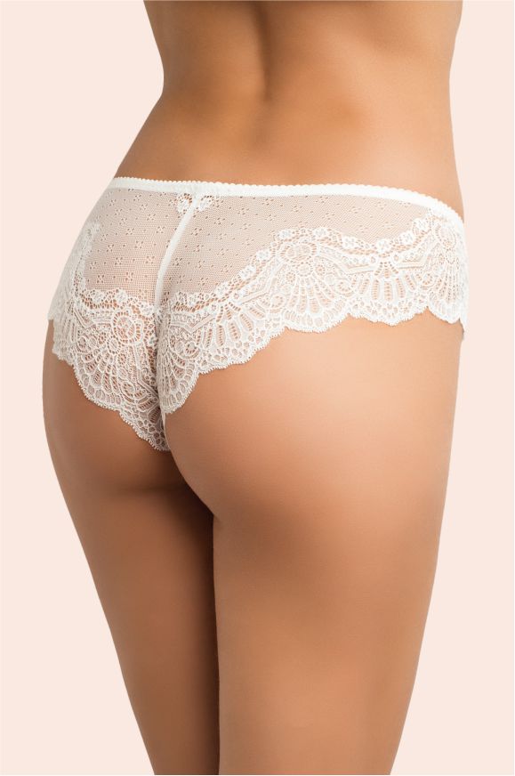 Мереживні трусики бразиліани-білий, розмір - вигляд спереду