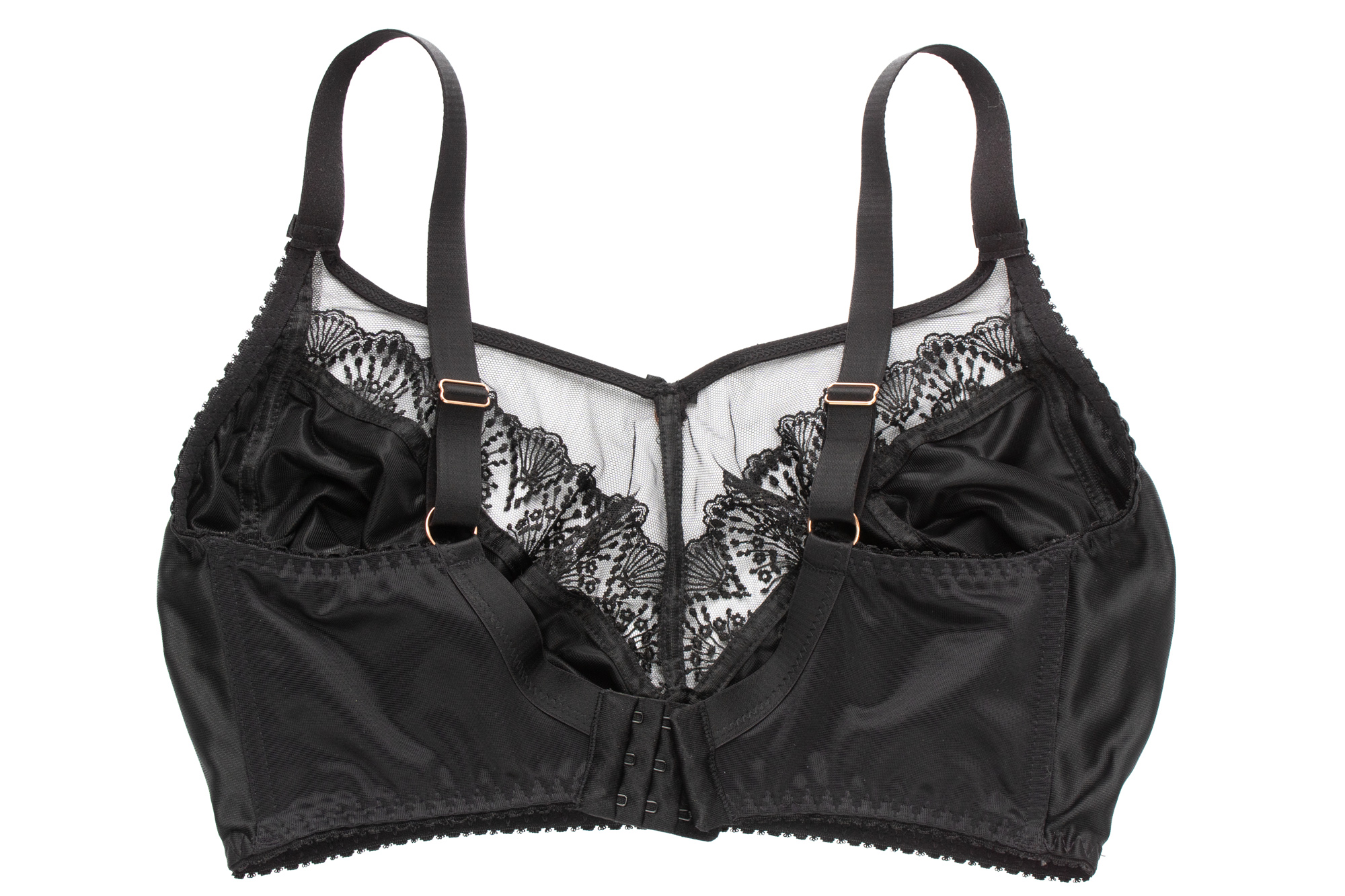 Бюстгальтер мінімайзер, без кісточок, чорний - деталі мережива