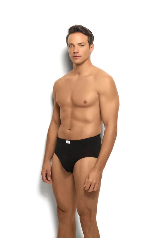 Високі чоловічі плавки (сліпи), бавовна, чорні - вигляд ззаду