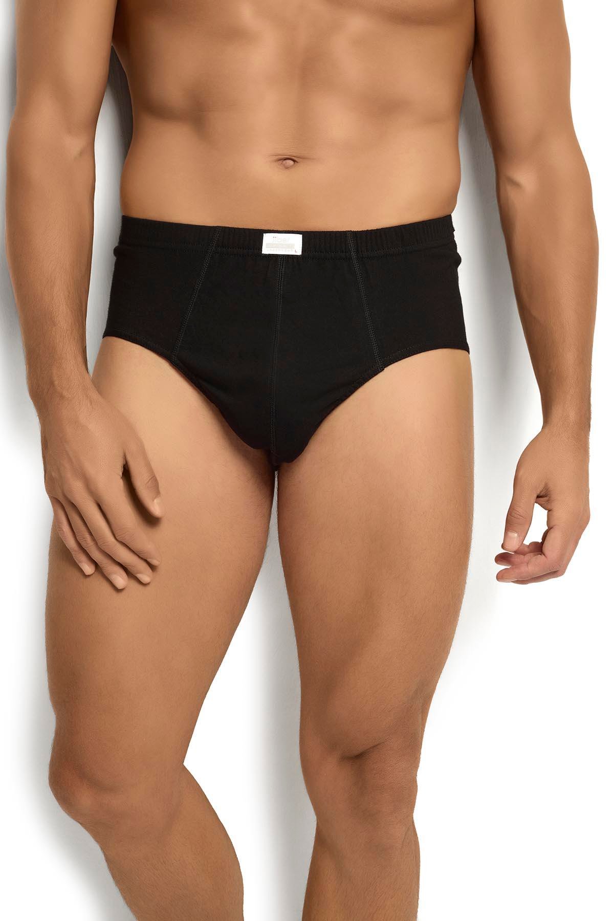 Високі чоловічі плавки (сліпи), бавовна, чорні - деталі мережива