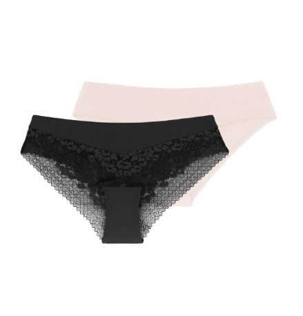 Комплект трусиків чорні + бежеві